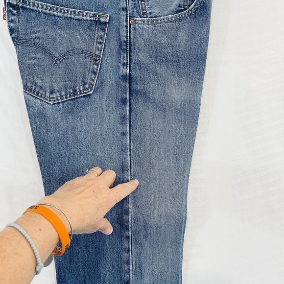 Levis 505 Jeans Mens 32x32 Blue Medium Wash Regular Fit Straight Denim Pants - Picture 3 of 13